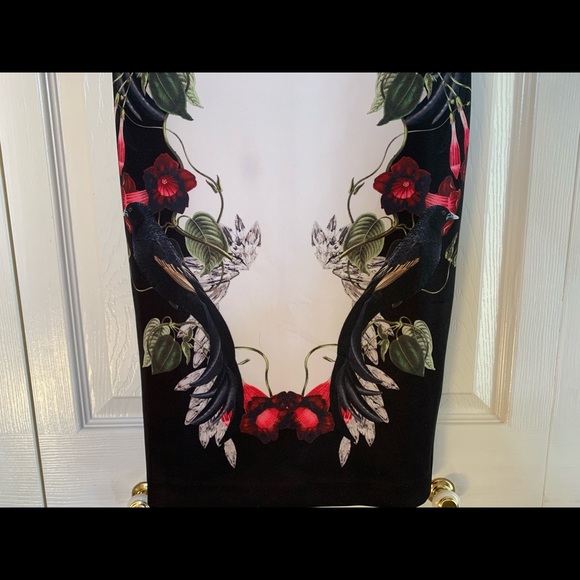 Ted Baker Darnet Bejewelled Shadow black white birds Bodycon Dress 0 - Picture 4 of 12